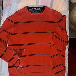 Nautica Men's Traditional Orange Sweater